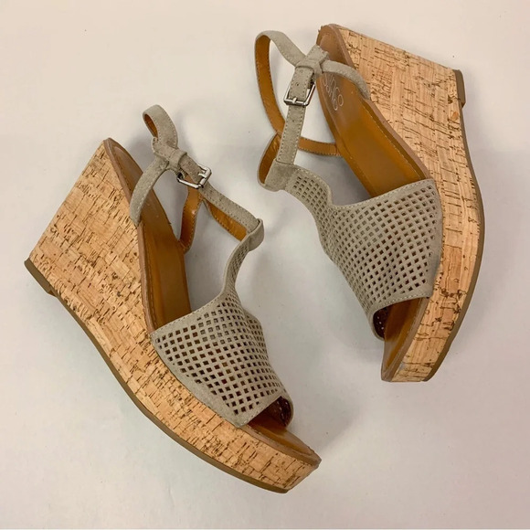 Franco Sarto Clinton 2 Leather Espadrille Wedge Sandals - Picture 3 of 6